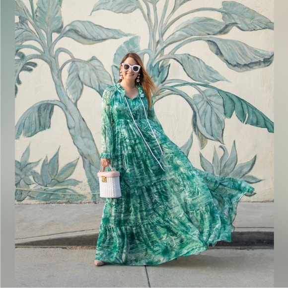 Eywasouls Malibu Dresses & Skirts - Eywasouls Malibu Cora Maxi Dress Caftan In Botanical Green size M/L